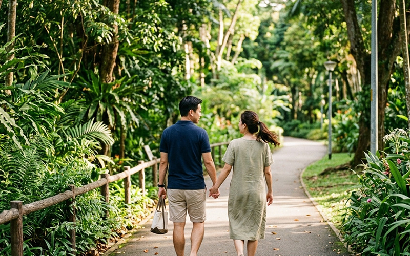 Singaporean couple walking together outdoors, showing that marriage counselling can support relationships at any stage, not just in crisis